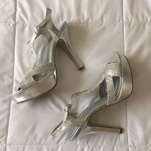 Madden Girl Silver Sparkly High Heels